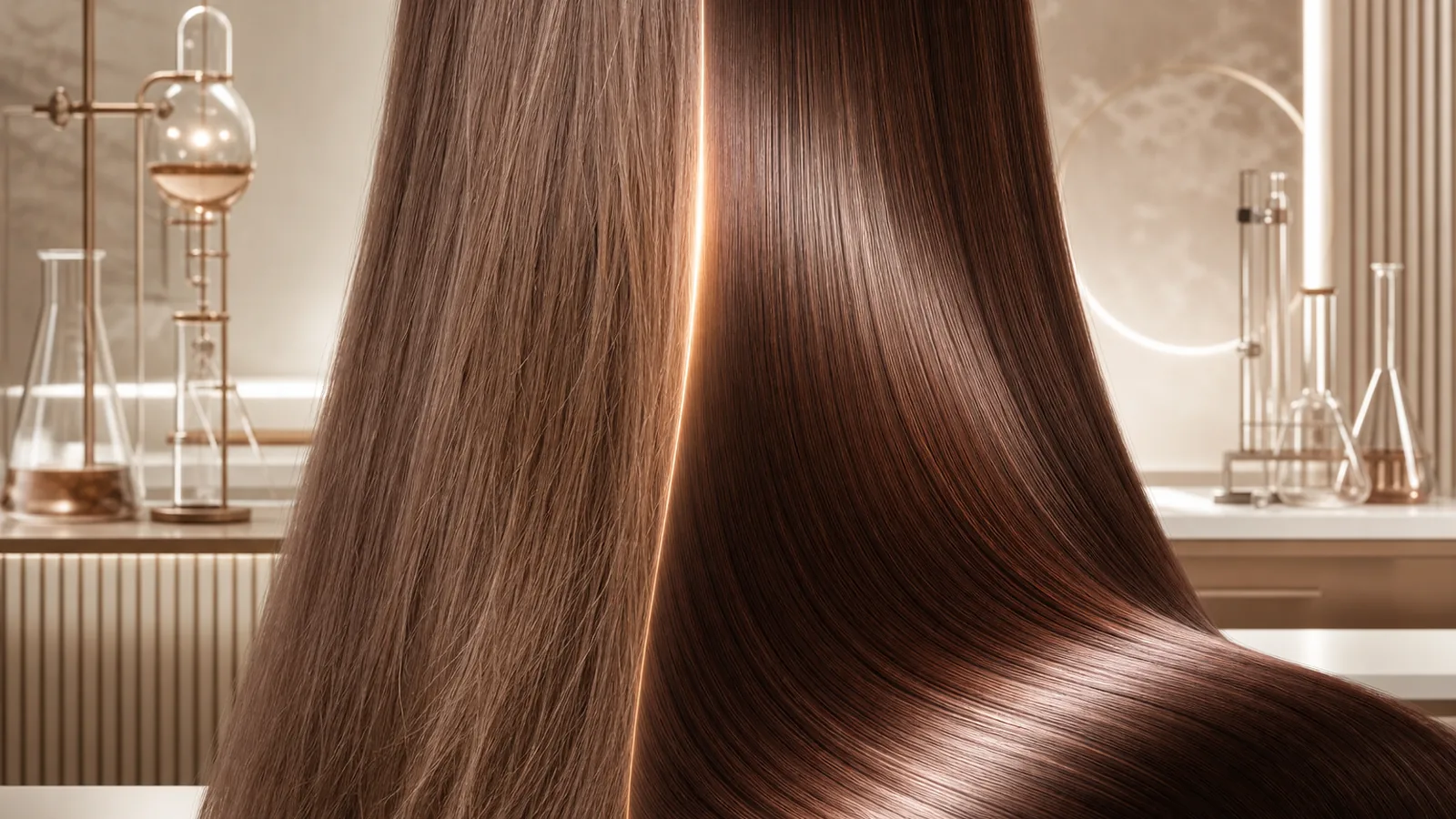 Cabello teñido con color apagado recuperando brillo suavidad y profundidad en estilo premium BeauBerte